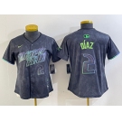 Women's Tampa Bay Rays #2 Yandy Diaz Charcoal 2024 City Connect Player Number Limited Cool Base Jersey