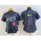 Women's Tampa Bay Rays #2 Yandy Diaz Charcoal 2024 City Connect Player Number Limited Cool Base Jerseys