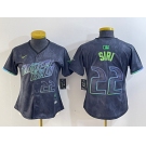 Women's Tampa Bay Rays #22 Jose Siri Number Charcoal 2024 City Connect Limited Stitched Jersey