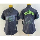 Women's Tampa Bay Rays #56 Randy Arozarena Charcoal 2024 City Connect Limited Stitched Jersey