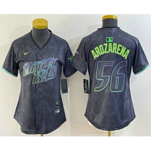 Women's Tampa Bay Rays #56 Randy Arozarena Charcoal 2024 City Connect Limited Stitched Jersey