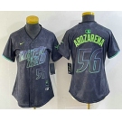 Women's Tampa Bay Rays #56 Randy Arozarena Number Charcoal 2024 City Connect Limited Stitched Jersey