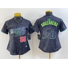 Women's Tampa Bay Rays #56 Randy Arozarena Number Charcoal 2024 City Connect Limited Stitched Jerseys