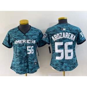 Women's Tampa Bay Rays #56 Randy Arozarena Number Teal 2023 All Star Cool Base Stitched Jersey