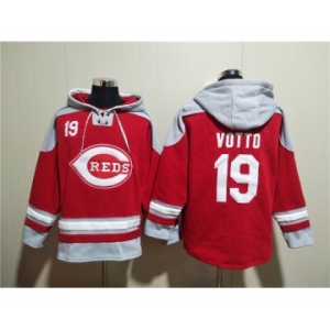 Men's Cincinnati Reds #19 Joey Votto Red Ageless Must-Have Lace-Up Pullover Hoodie