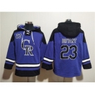 Men's Colorado Rockies #23 Kris Bryant Purple Ageless Must-Have Lace-Up Pullover Hoodie