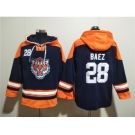 Men's Detroit Tigers #28 Javier Báez Navy Lace-Up Pullover Hoodie