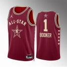 Men 2024 All Star #1 Devin Booker Crimson Stitched Basketball Jersey