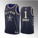 Men 2024 All Star #1 Devin Booker Navy Stitched Basketball Jersey