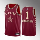 Men 2024 All Star #1 Victor Wembanyama Crimson Stitched Basketball Jersey