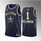 Men 2024 All Star #1 Zion Williamson Navy Stitched Basketball Jersey