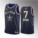 Men 2024 All Star #7 Jaylen Brown Navy Stitched Basketball Jersey