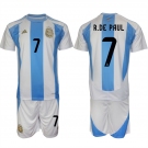 Men's Argentina #7 Rodrigo Javier De Paul White Blue 2024-25 Home Soccer Jersey Suit