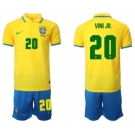 Men's Brazil #20 Vini Jr. Yellow Home Soccer Jersey Suit