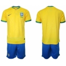 Men's Brazil Blank Yellow Home Soccer Jersey Suit