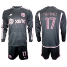 Men's Inter Miami CF #17 Martínez 2023-24 Black Away Soccer Jersey Suit