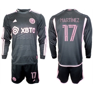 Men's Inter Miami CF #17 Martínez 2023-24 Black Away Soccer Jersey Suit