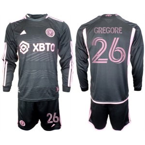 Men's Inter Miami CF #26 Gregore 2023-24 Black Away Soccer Jersey Suit