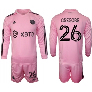 Men's Inter Miami CF #26 Gregore 2023-24 Pink Home Soccer Jersey Suit