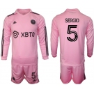 Men's Inter Miami CF #5 sergio 2023-24 Pink Home Soccer Jersey Suit