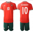 Men's Portugal Team #10 Bernardo 2025 Red Home Soccer Jersey Suit