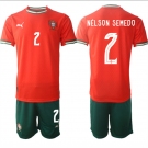 Men's Portugal Team #2 Nélson Semedo 2025 Red Home Soccer Jersey Suit