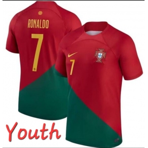 Youth Portugal Team #7 Cristiano Ronaldo Red Green Soccer Jersey