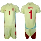 Men's Spain Team #1 David Raya 2024-25 Yellow Away Soccer Jersey SuitMen's Spain Team #1 David Raya 2024-25 Yellow Away Soccer Jersey Suit