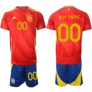 Men's Spain Team Custom 2024-25 Red Home Soccer Jersey Suit