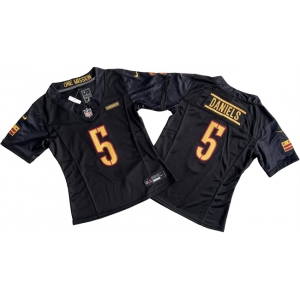 Women's Washington Commanders #5 Jayden Daniels Black 2024 F.U.S.E. Draft Stitched Jersey