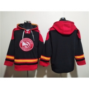 Men's Atlanta Hawks Blank Black Red Lace-Up Pullover Hoodie