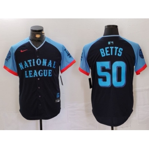 Men's Los Angeles Dodgers #50 Mookie Betts Navy 2024 All Star Limited Stitched Jersey