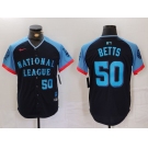 Men's Los Angeles Dodgers #50 Mookie Betts Number Navy 2024 All Star Limited Stitched Jersey