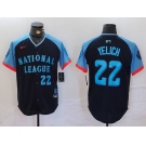 Men's Milwaukee Brewers #22 Christian Yelich Number Navy 2024 All Star Limited Stitched Jersey