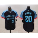 Men's New York Mets #20 Pete Alonso Number Navy 2024 All Star Limited Stitched Jersey