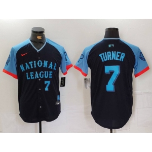 Men's Philadelphia Phillies #7 Trea Turner Number Navy 2024 All Star Limited Stitched Jersey