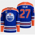 Men's Edmonton Oilers #27 Brett Kulak Royal 2024 Stanley Cup Final Patch Stitched Jersey