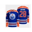 Men's Edmonton Oilers #28 Connor Brown Royal 2024 Stanley Cup Final Patch Stitched Jersey