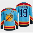 Men's Florida Panthers #19 Matthew Tkachuk Blue 2024 Stanley Cup Final Patch Reverse Retro Stitched Jersey