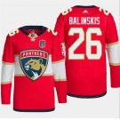 Men's Florida Panthers #26 Uvis Balinskis Red 2024 Stanley Cup Final Patch Stitched Jersey