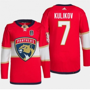 Men's Florida Panthers #7 Dmitry Kulikov Red 2024 Stanley Cup Final Patch Stitched Jersey