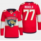 Men's Florida Panthers #77 Niko Mikkola Red 2024 Stanley Cup Final Patch Stitched Jersey