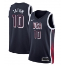 Men's USA Basketball #10 Jayson Tatum Navy 2024 Swingman Stitched Jersey