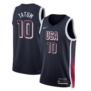 Men's USA Basketball #10 Jayson Tatum Navy 2024 Swingman Stitched Jersey