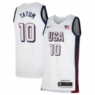 Men's USA Basketball #10 Jayson Tatum White 2024 Swingman Stitched Jersey