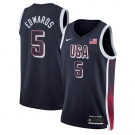 Men's USA Basketball #5 Anthony Edwards Navy 2024 Swingman Stitched Jersey