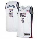 Men's USA Basketball #5 Anthony Edwards White 2024 Swingman Stitched Jersey