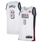 Men's USA Basketball #6 LeBron James White 2024 Swingman Stitched Jersey