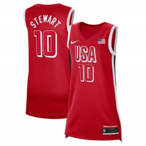 Women's USA Basketball #10 Breanna Stewart Red 2024 Swingman Stitched Jersey