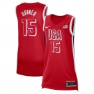 Women's USA Basketball #15 Brittney Griner Red 2024 Swingman Stitched Jersey